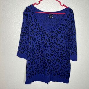 Torrid blue cheetah quarter sleeve tshirt top vneck casual basic stretch 2x